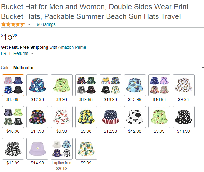 Bucket Hat for Men and Women, Double Sides Wear Print Bucket Hats, Packable Summer Beach Sun Hats Travel