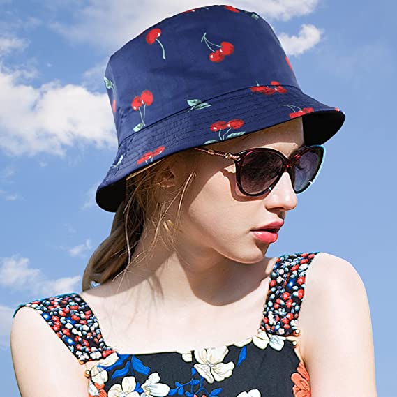 Bucket Hat for Men and Women, Double Sides Wear Print Bucket Hats, Packable Summer Beach Sun Hats Travel